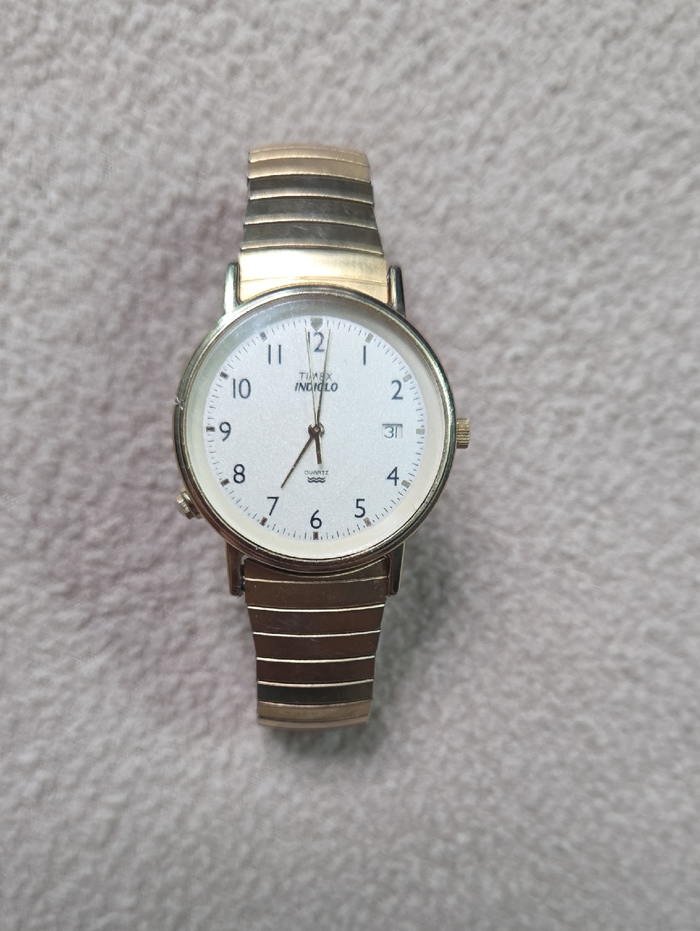 Timex Gold Watch with White Dial